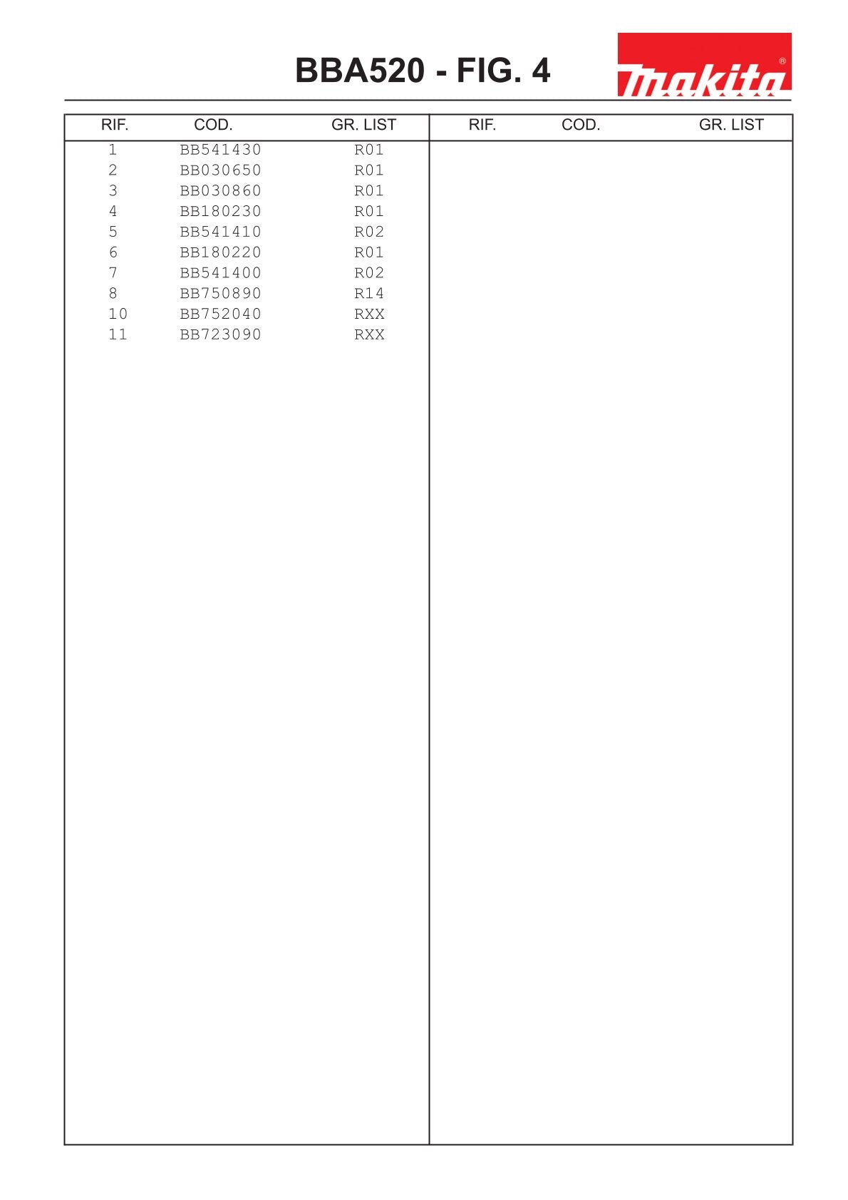 Vue éclatée Makita BBA520 - page 8