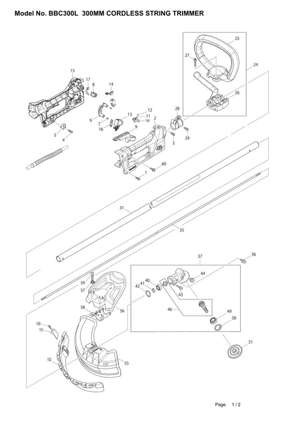 Pièces détachées débroussailleuse Makita BBC300L