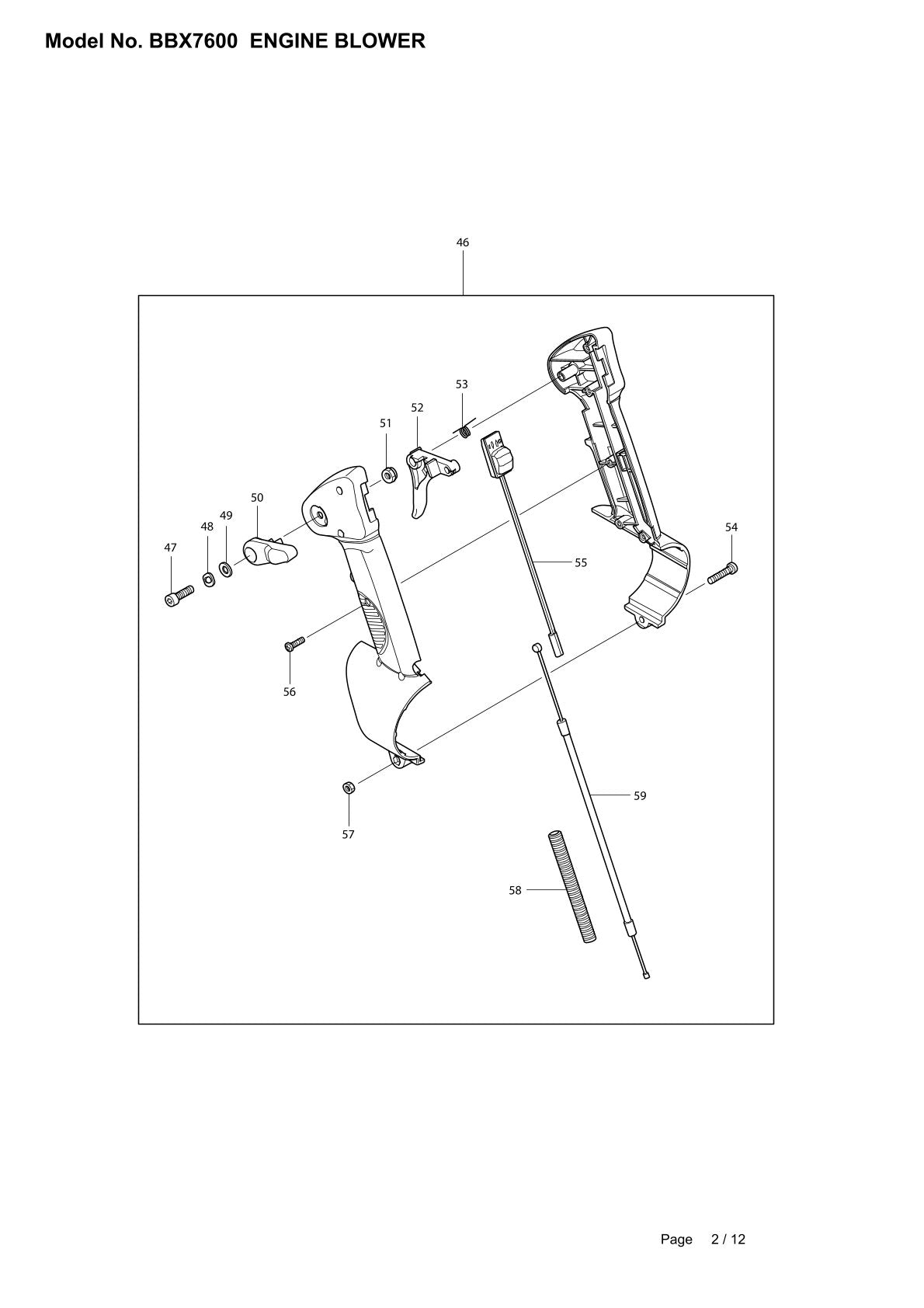 Vue éclatée Makita BBX7600 - page 2