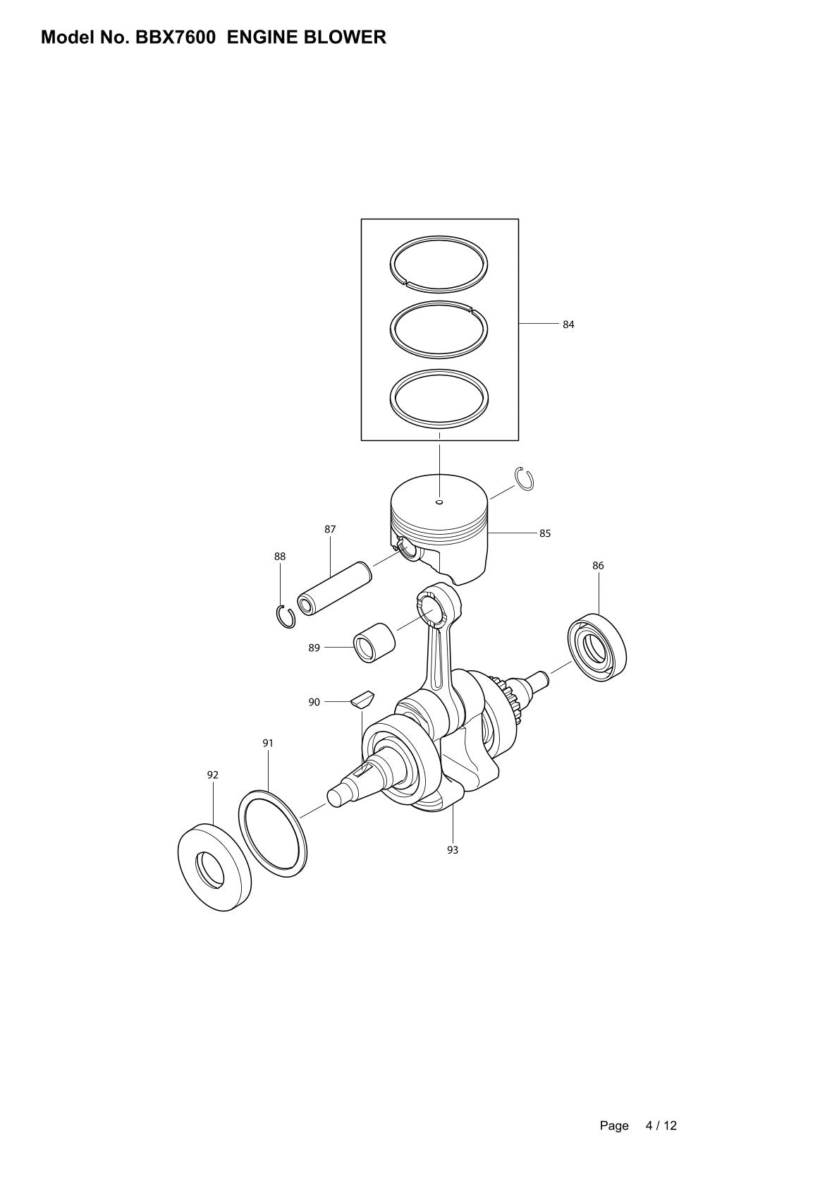Vue éclatée Makita BBX7600 - page 4