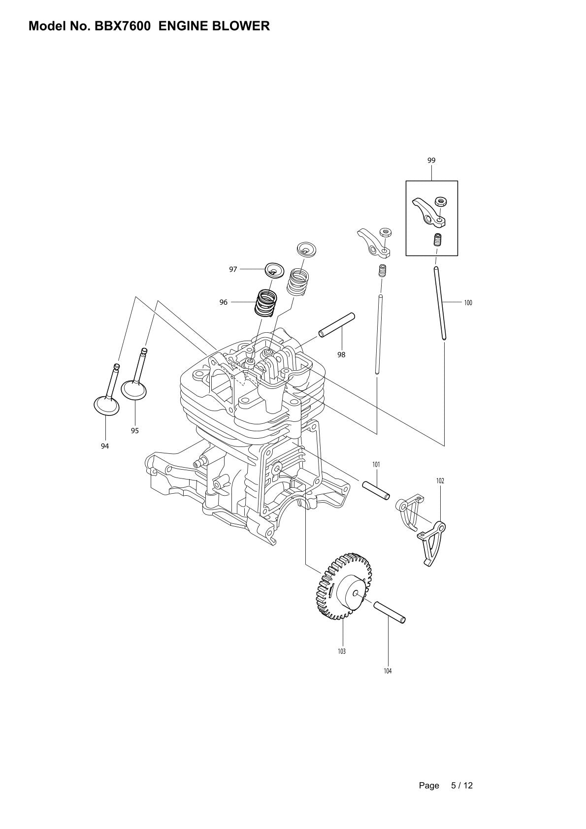 Vue éclatée Makita BBX7600 - page 5