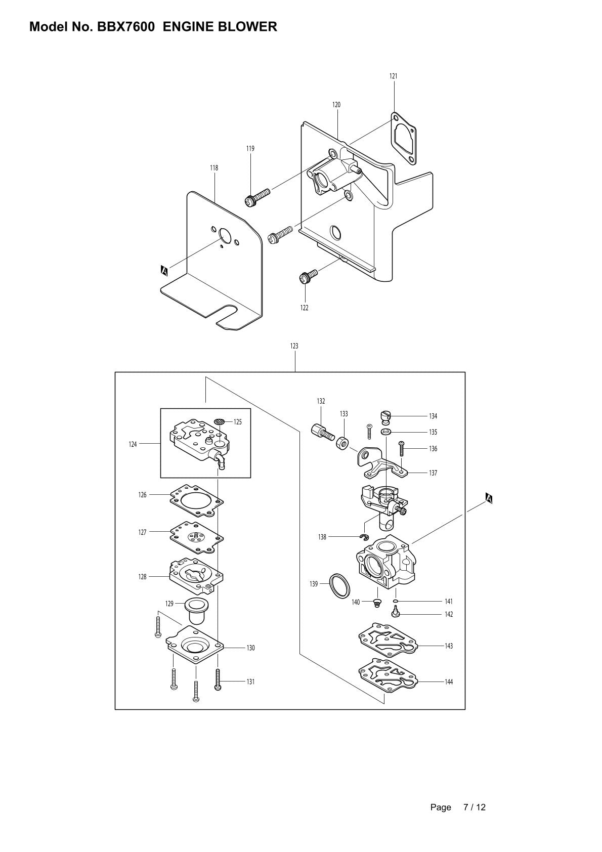 Vue éclatée Makita BBX7600 - page 7