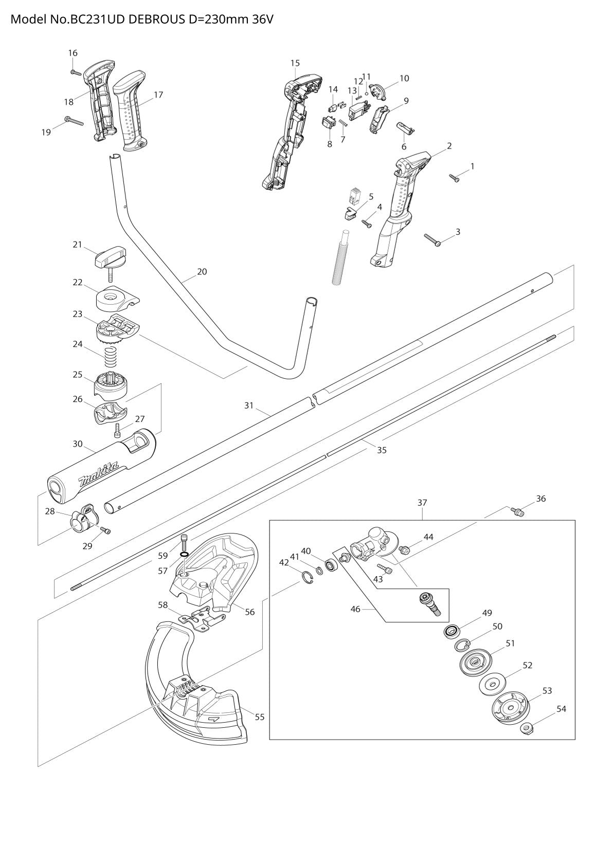 Pièces détachées débroussailleuse Makita BC231UD