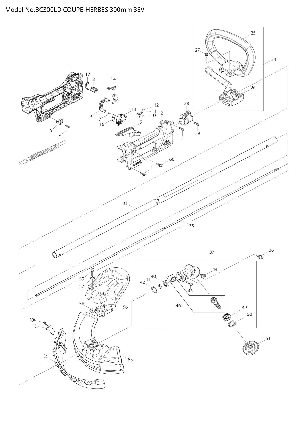 Pièces détachées débroussailleuse Makita BC300LD