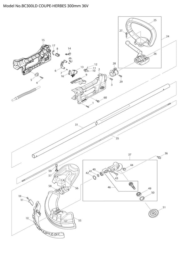 Pièces détachées débroussailleuse Makita BC300LD