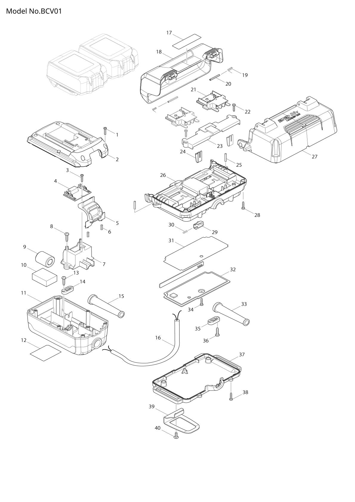 Vue éclatée Makita BCV01 - page 1