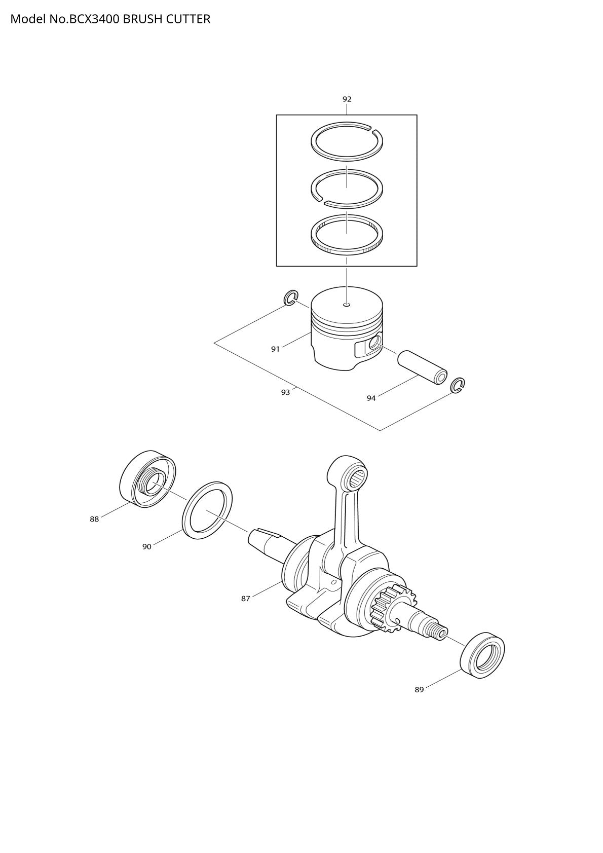 Vue éclatée Makita BCX3400 - page 2
