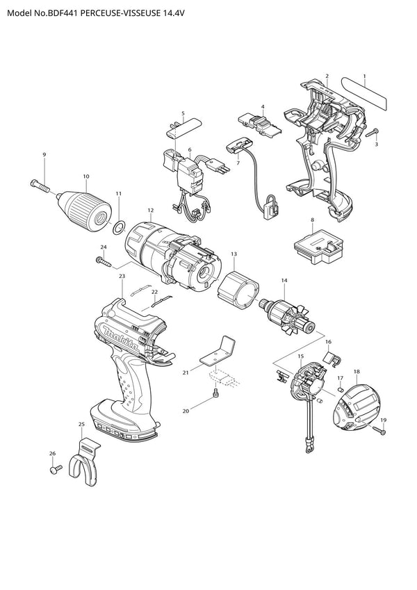 Pièces détachées perceuse-visseuse Makita BDF441