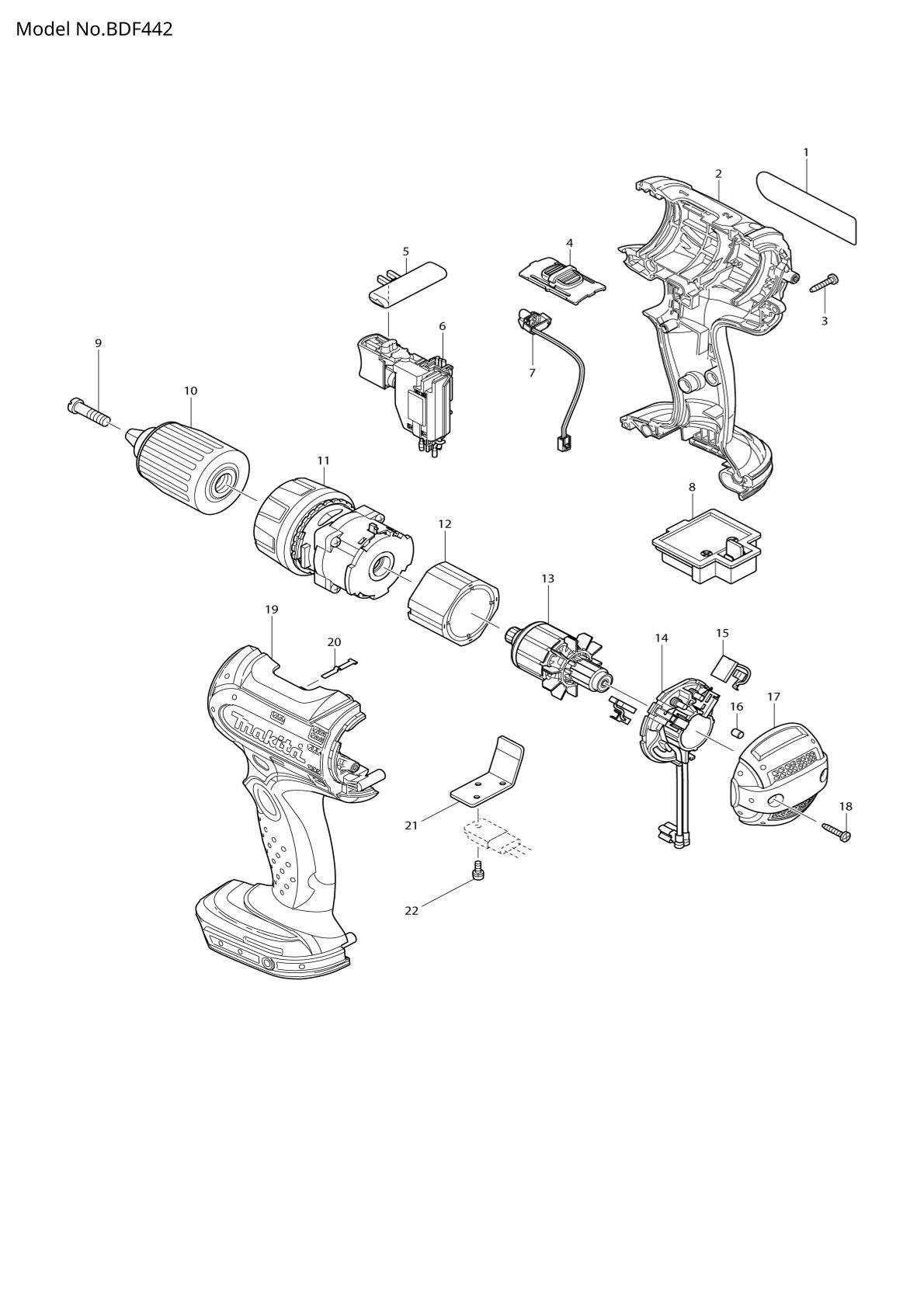 Pièces détachées perceuse-visseuse Makita BDF442