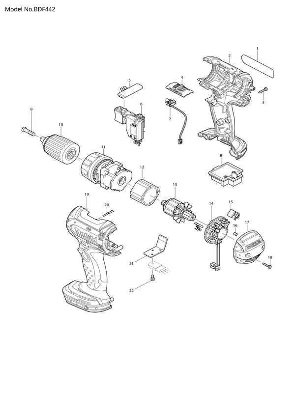 Pièces détachées perceuse-visseuse Makita BDF442