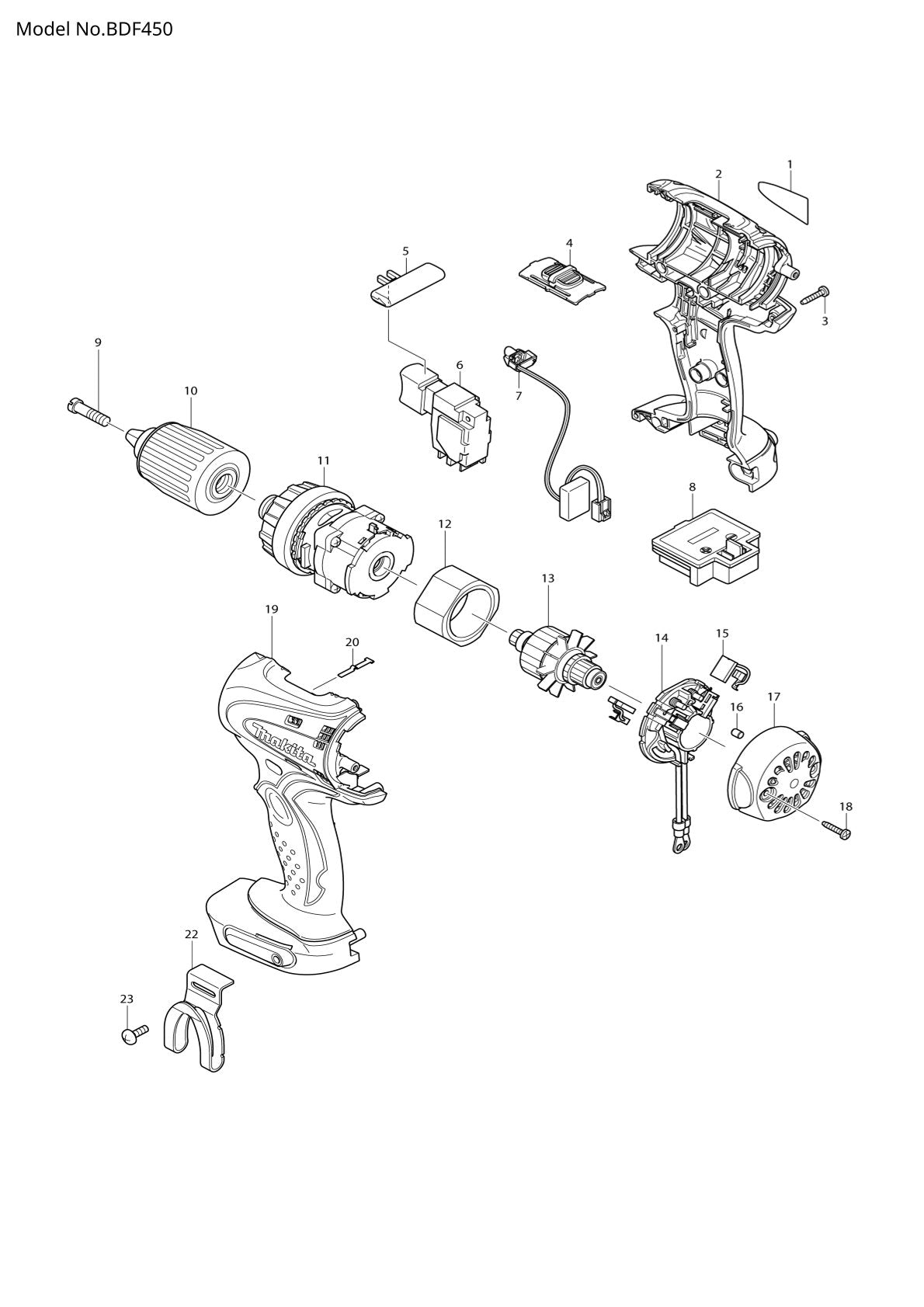 Pièces détachées perceuse-visseuse Makita BDF450