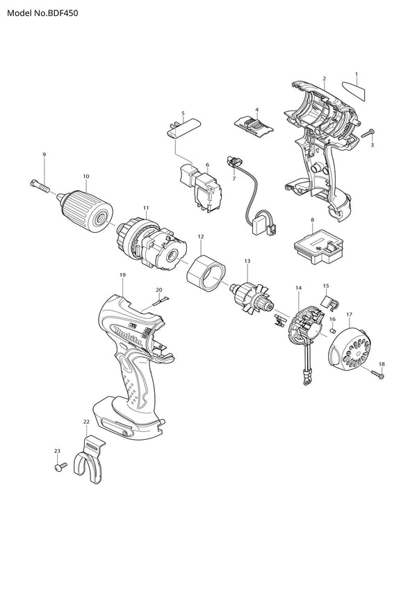 Pièces détachées perceuse-visseuse Makita BDF450