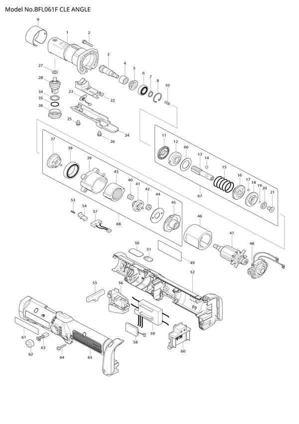 Vue éclatée Makita BFL061F - page 1