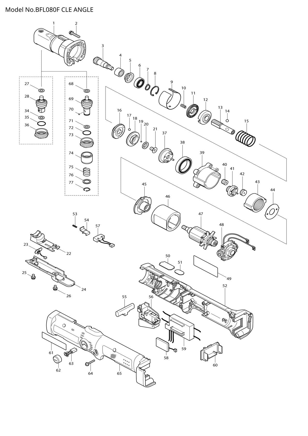 Vue éclatée Makita BFL080F - page 1
