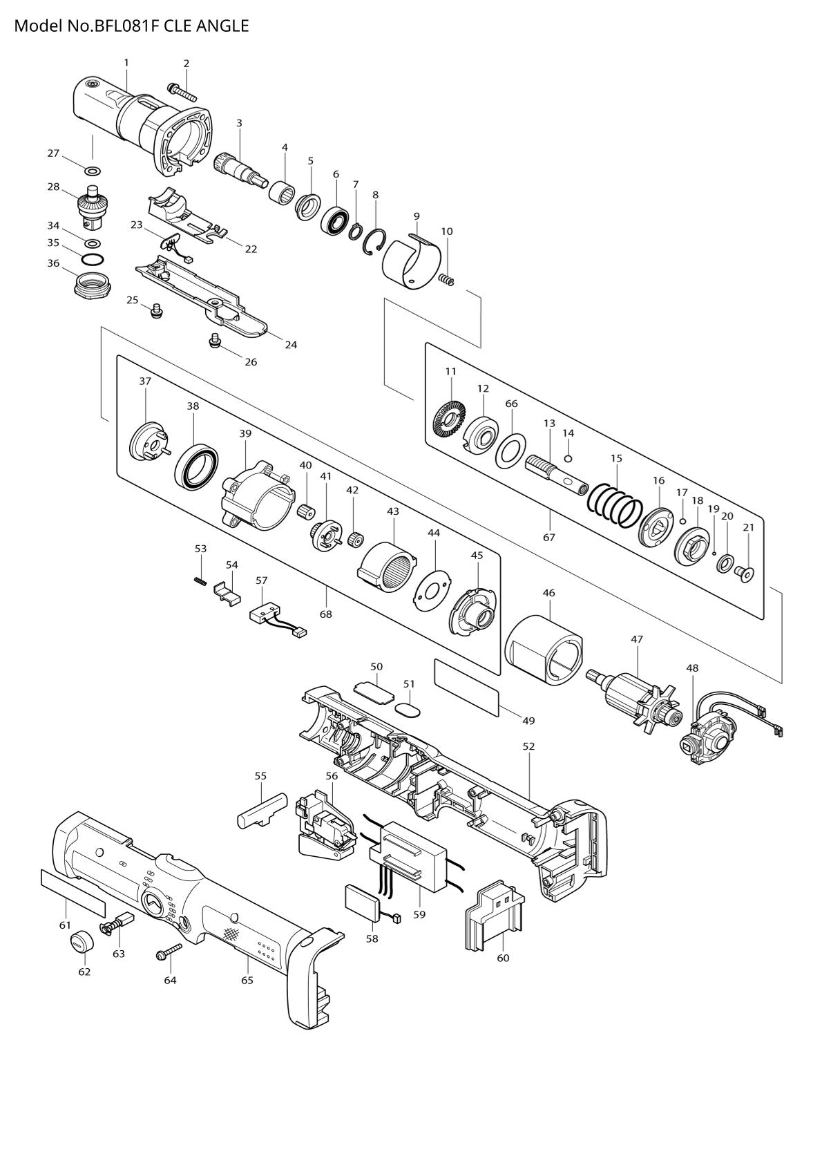 Vue éclatée Makita BFL081F - page 1