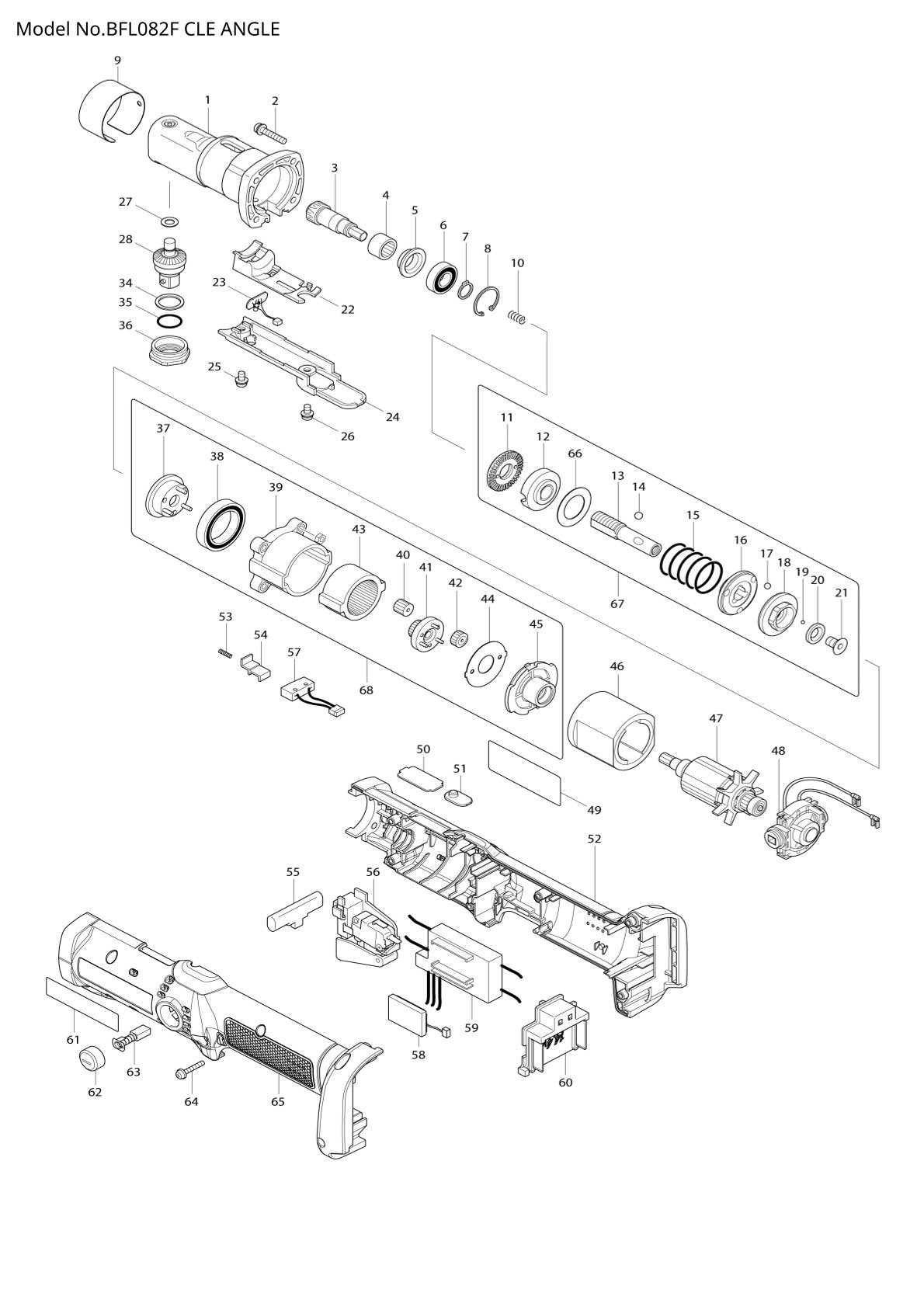 Vue éclatée Makita BFL082F - page 1