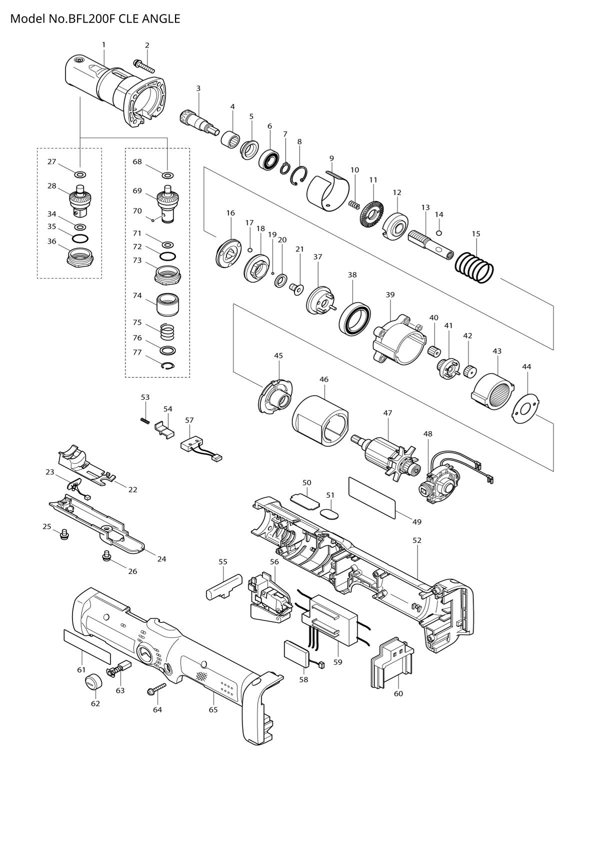 Vue éclatée Makita BFL200F - page 1