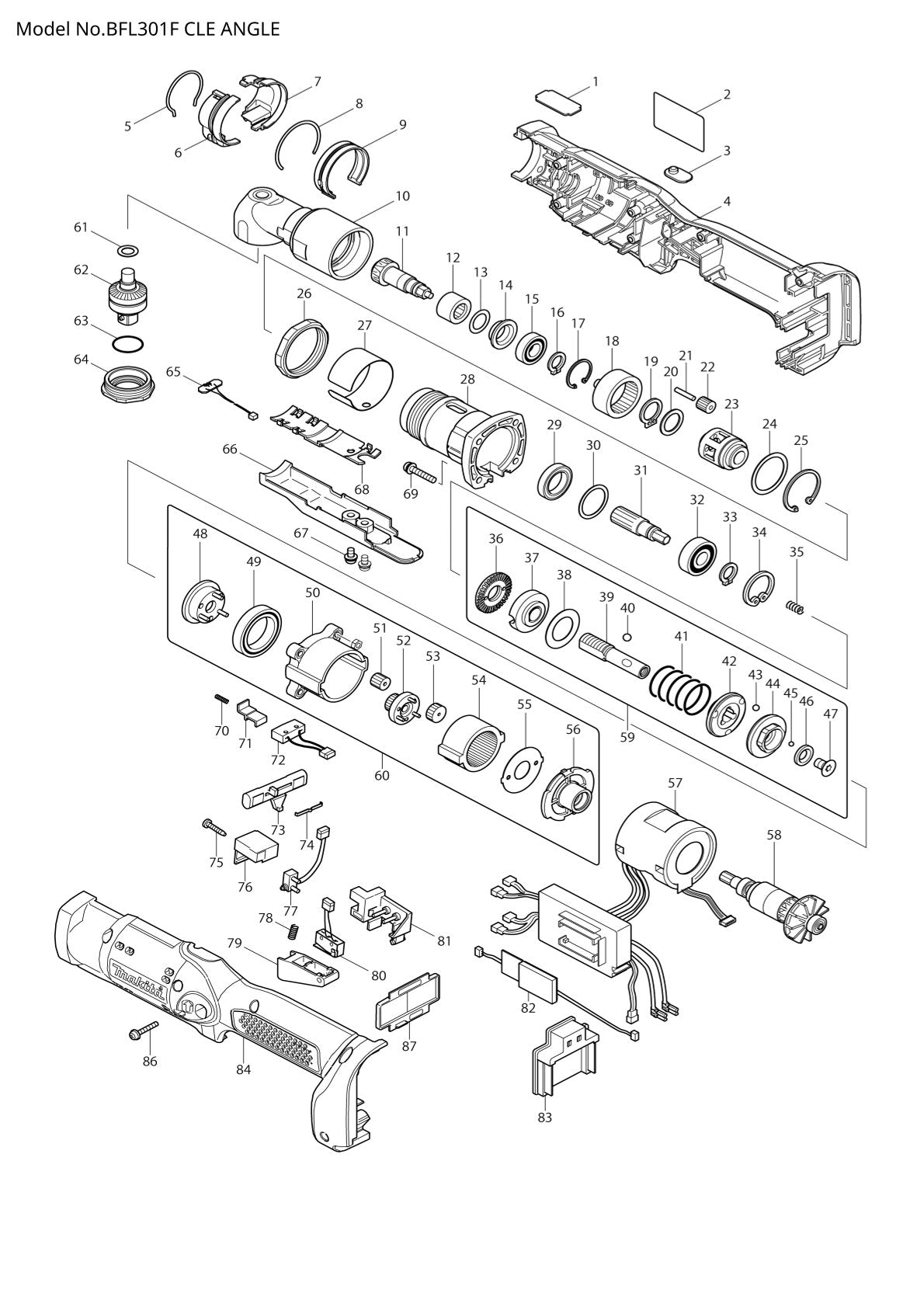 Vue éclatée Makita BFL301F - page 1