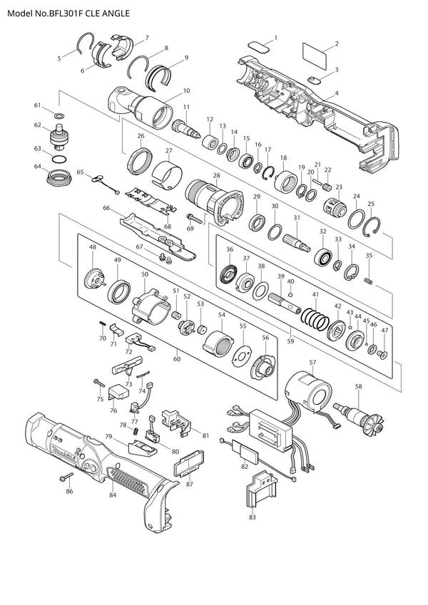Vue éclatée Makita BFL301F - page 1
