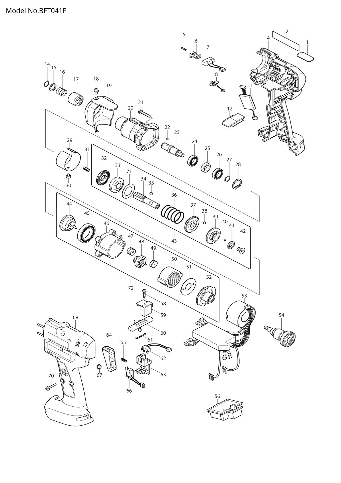 Vue éclatée Makita BFT041F - page 1