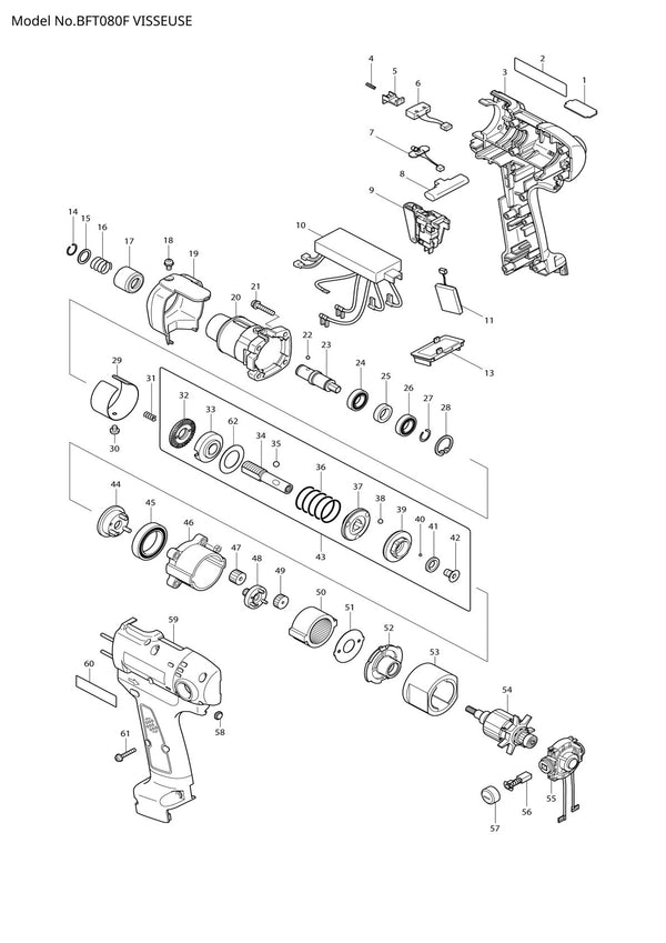 Vue éclatée Makita BFT080F - page 1