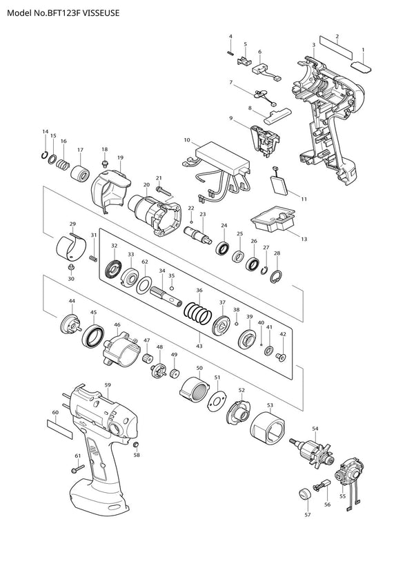 Vue éclatée Makita BFT123F - page 1