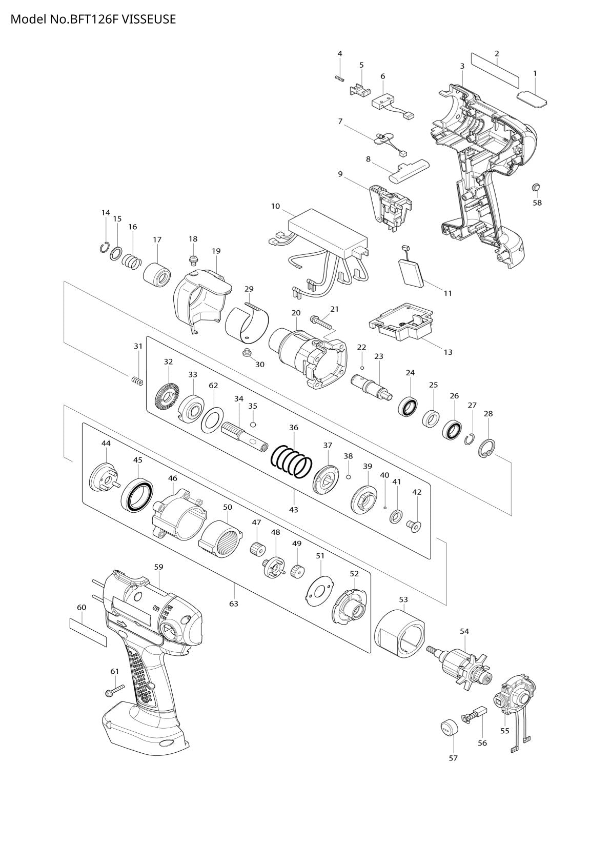 Vue éclatée Makita BFT126F - page 1
