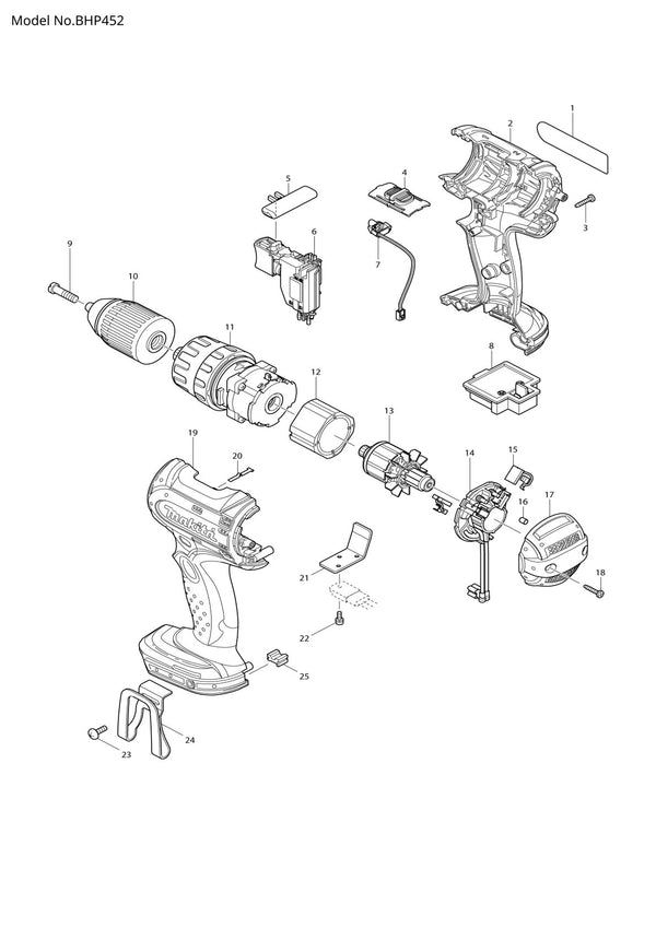 Pièces détachées perceuse à percussion Makita BHP452