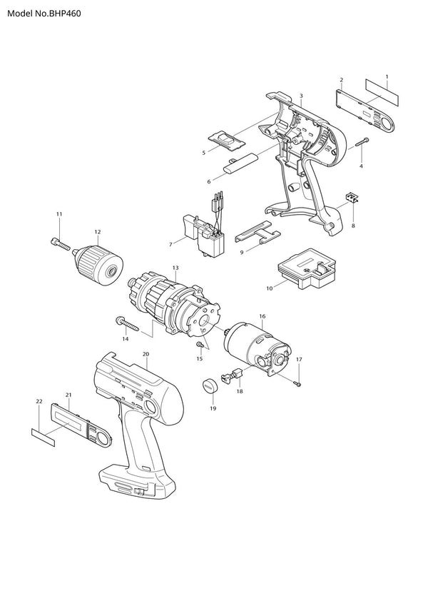 Pièces détachées perceuse à percussion Makita BHP460