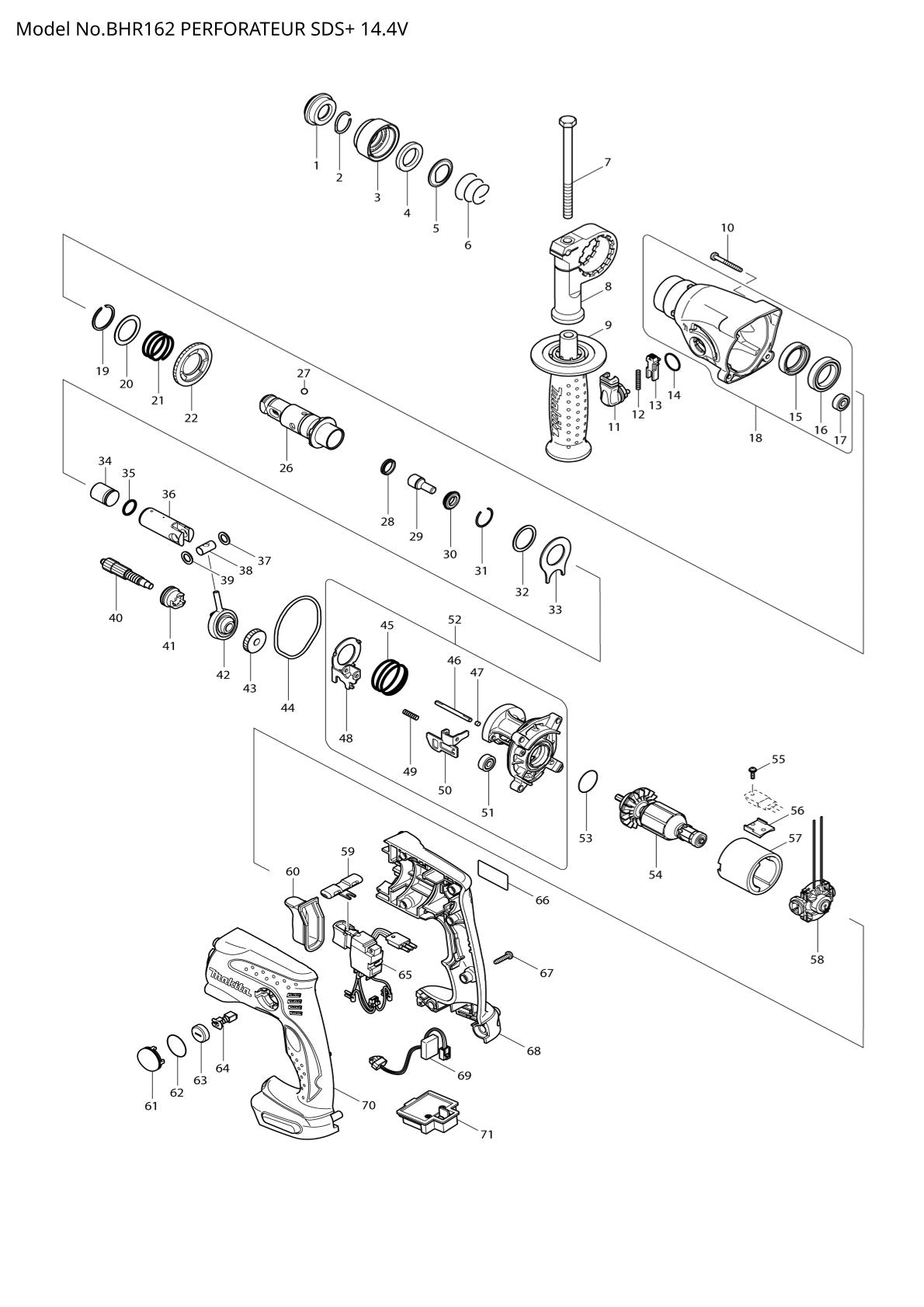 Pièces détachées perforateur Makita BHR162