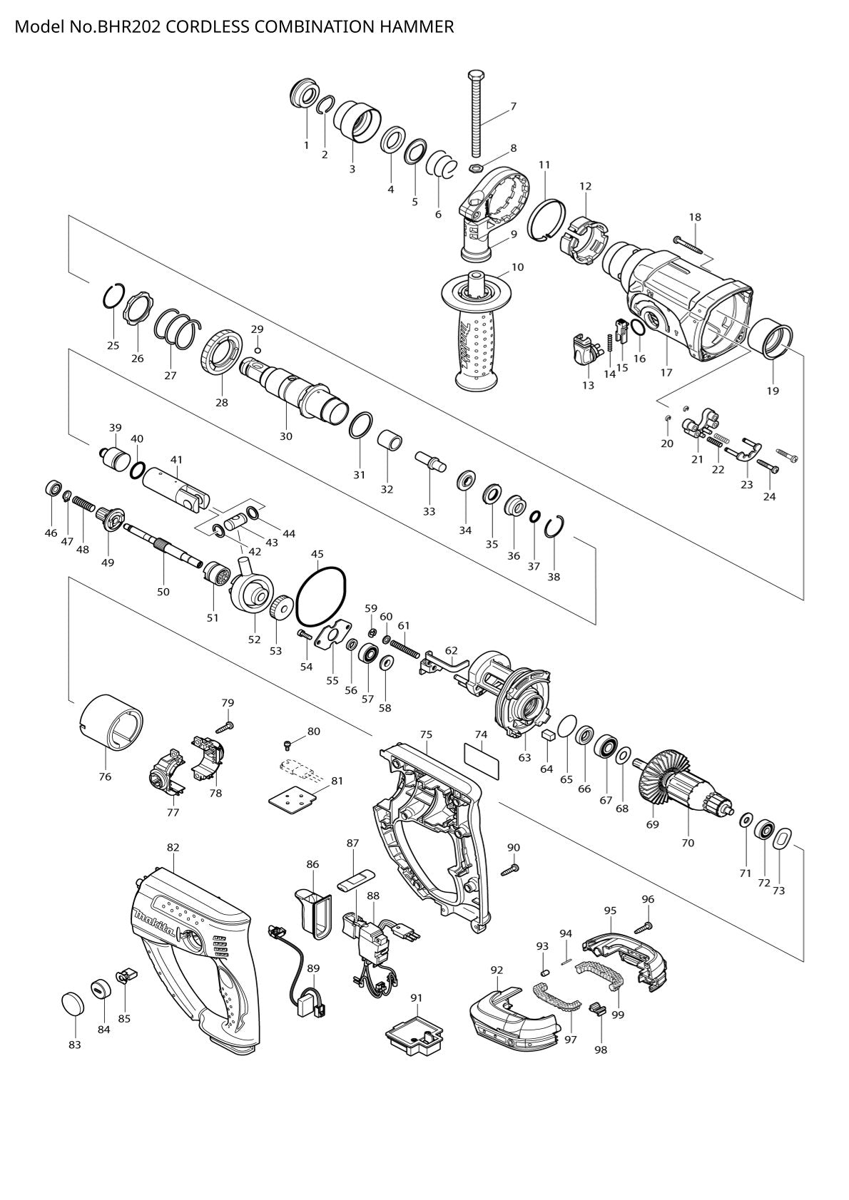 Pièces détachées perforateur Makita BHR202