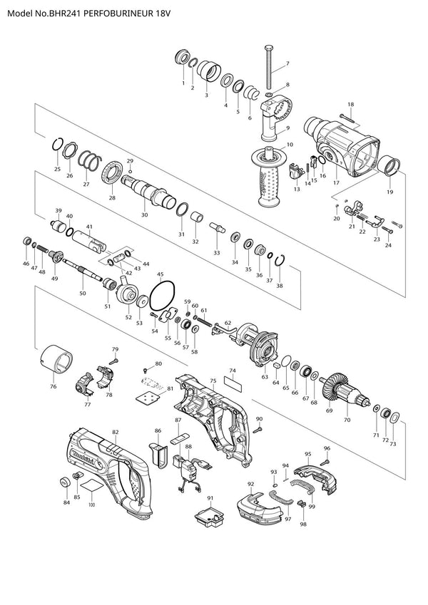 Pièces détachées perforateur Makita BHR241