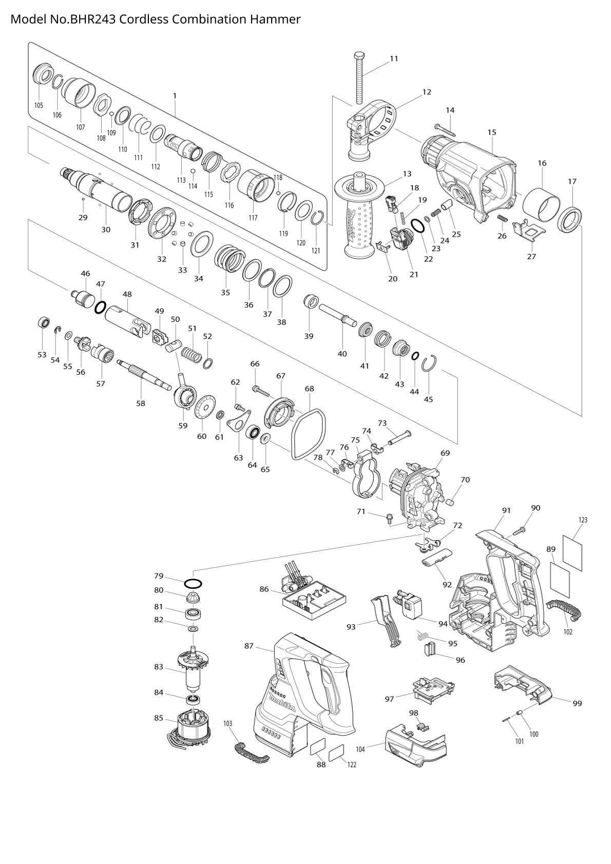 Pièces détachées perforateur Makita BHR243