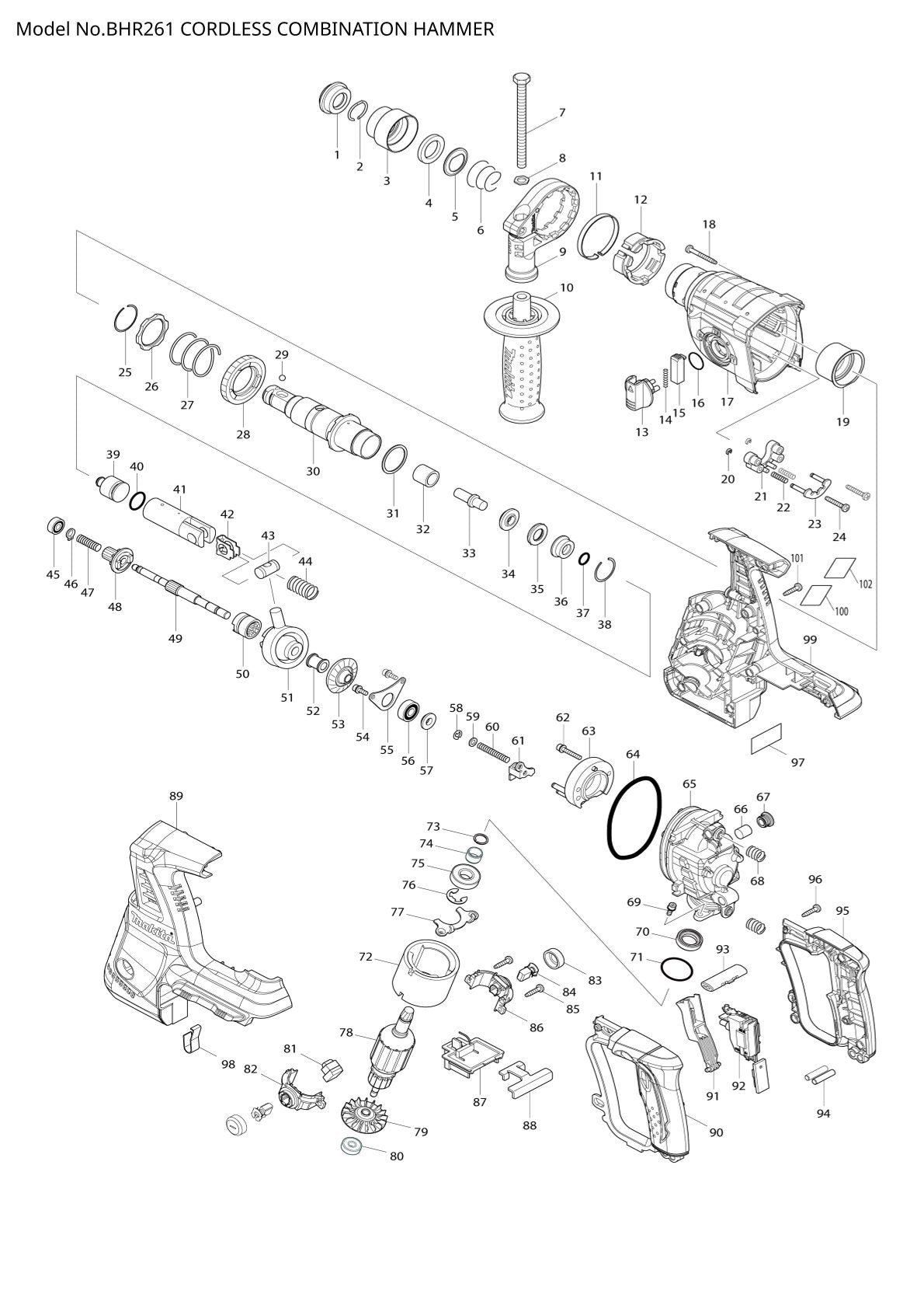 Pièces détachées perforateur Makita BHR261