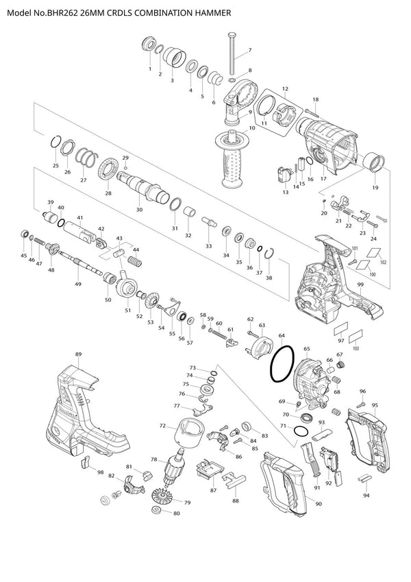 Pièces détachées perforateur Makita BHR262