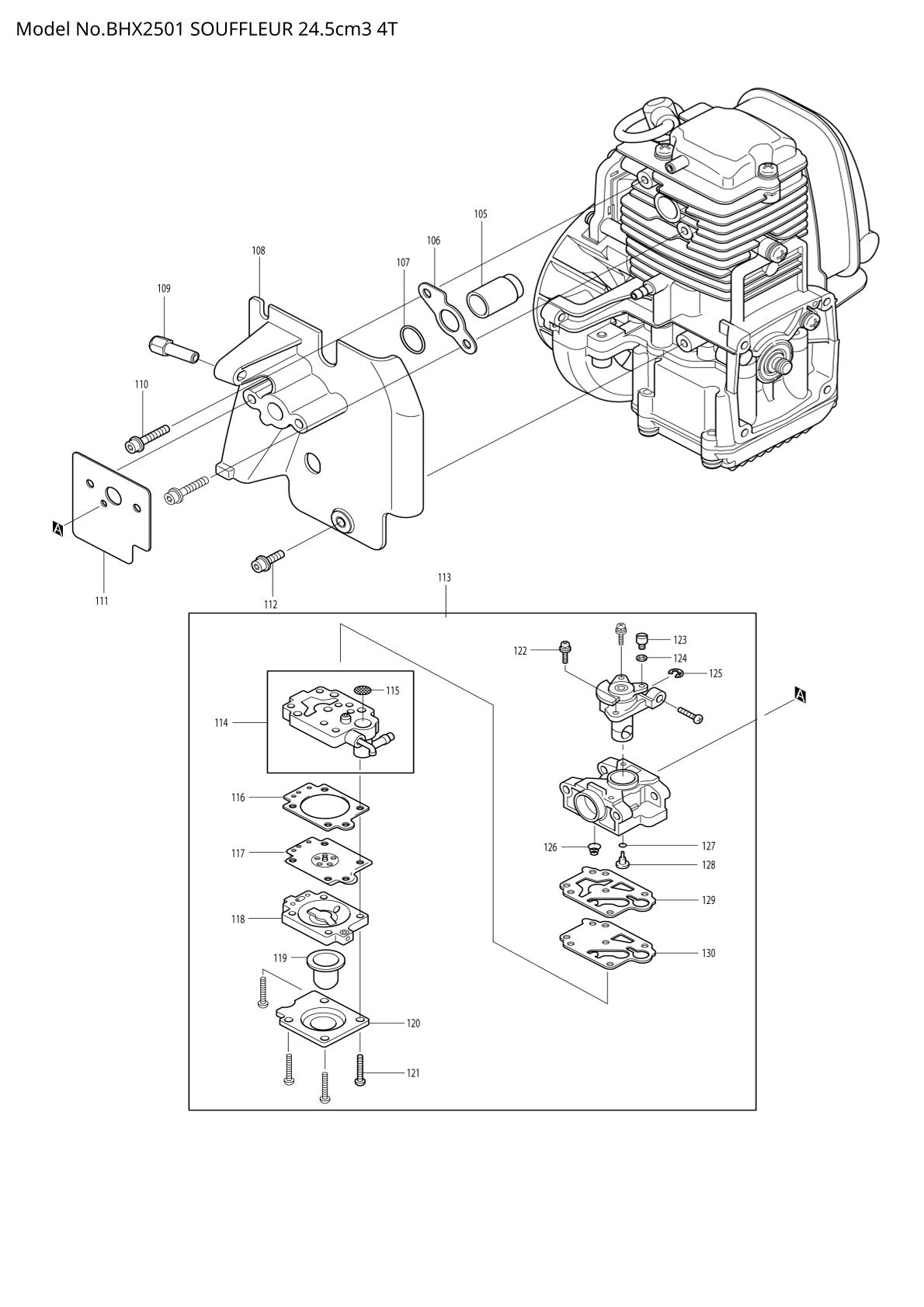 Vue éclatée Makita BHX2501 - page 6