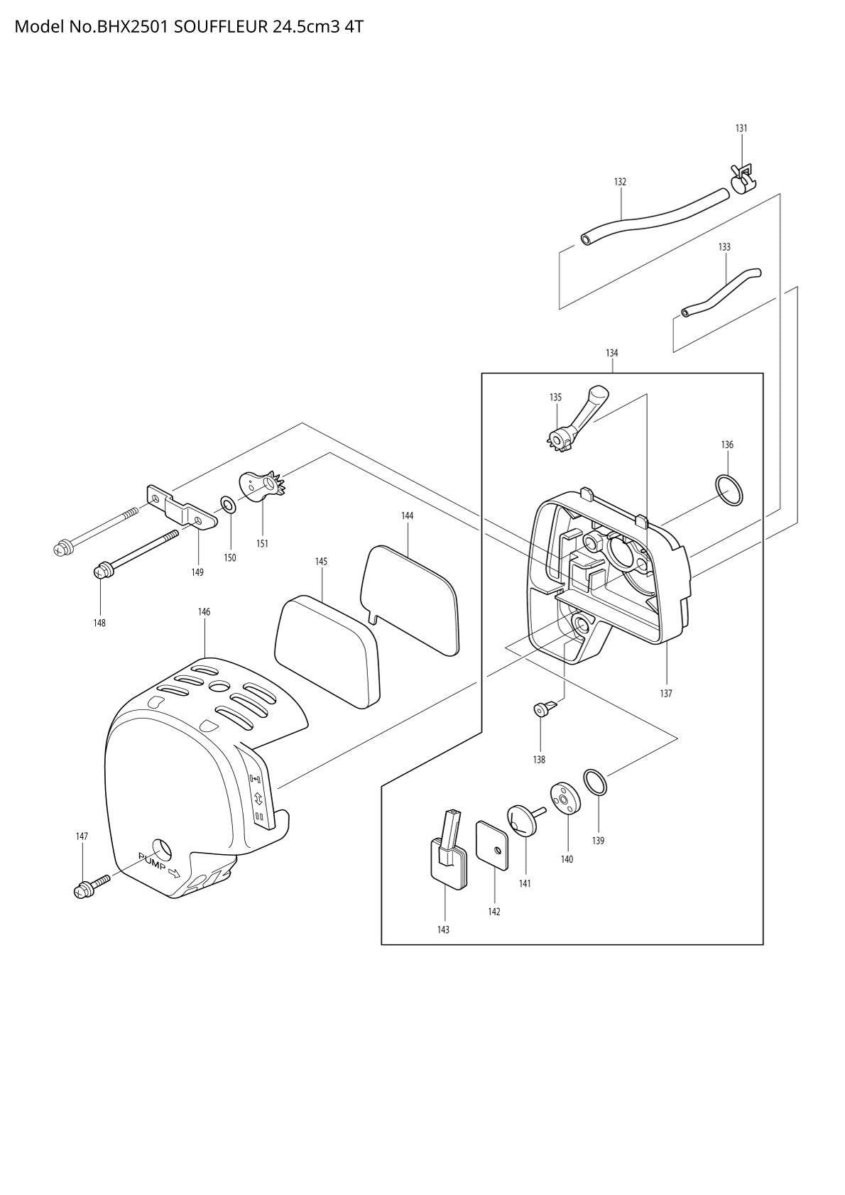 Vue éclatée Makita BHX2501 - page 7
