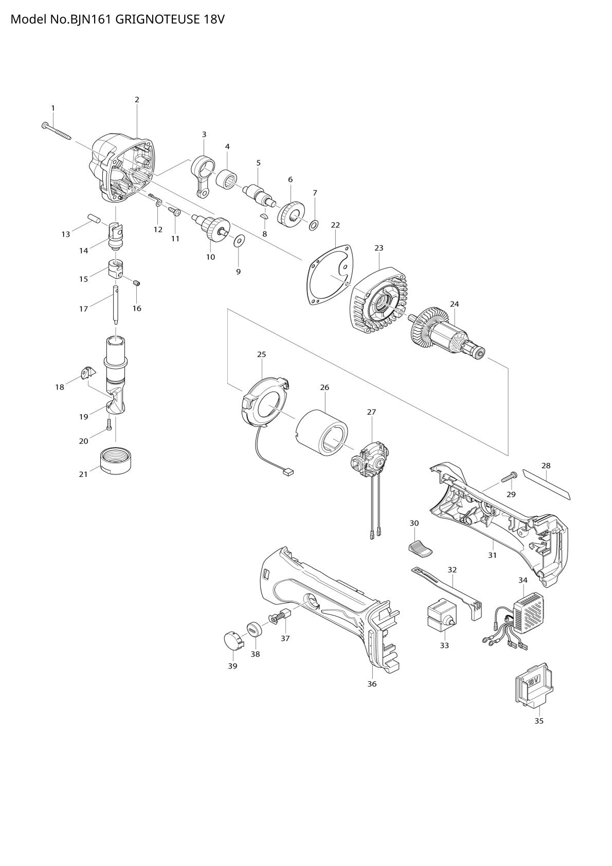 Pièces détachées grignoteuse Makita BJN161