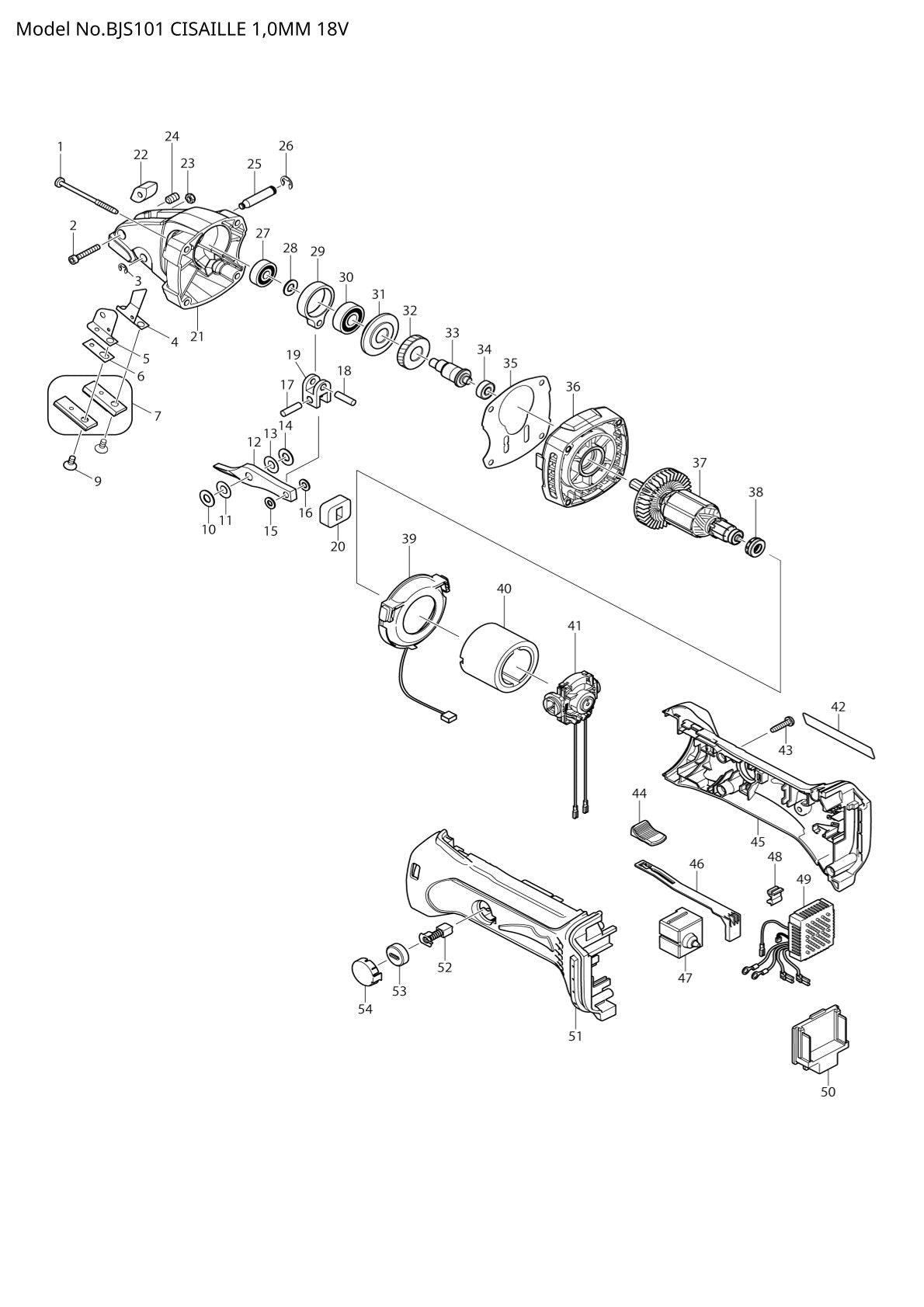 Pièces détachées cisaille Makita BJS101