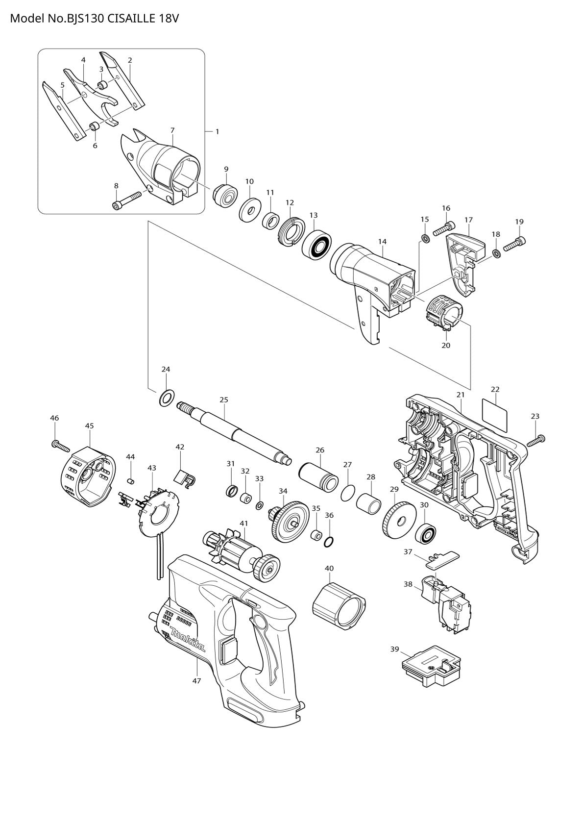 Pièces détachées cisaille Makita BJS130