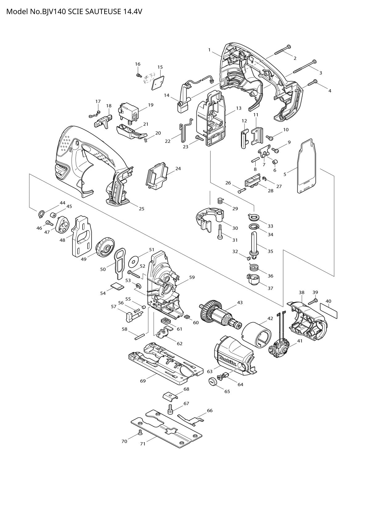 Vue éclatée Makita BJV140 - page 1
