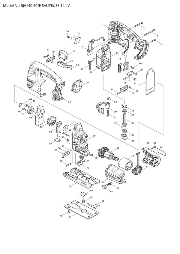 Vue éclatée Makita BJV140 - page 1
