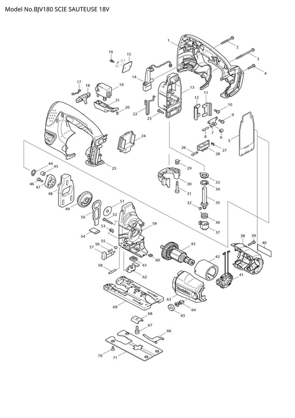 Pièces détachées scie sauteuse Makita BJV180