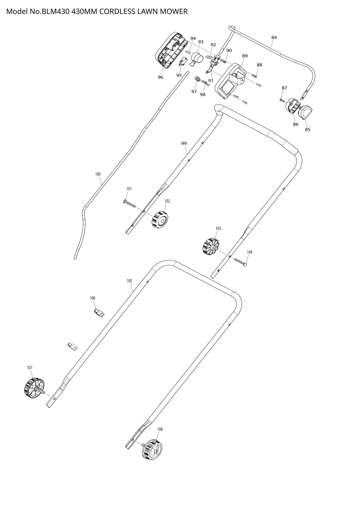 Pièces détachées tondeuse sans fil Makita BLM430
