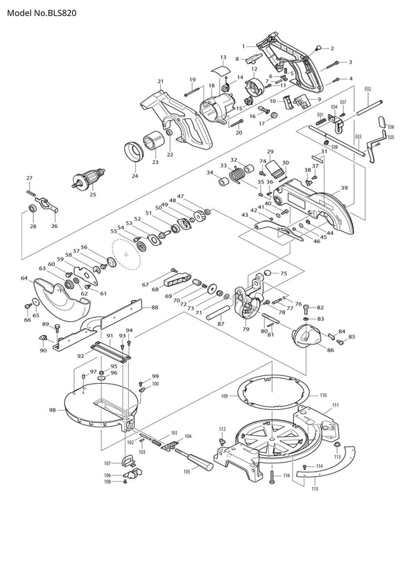Pièces détachées batterie Makita BLS820