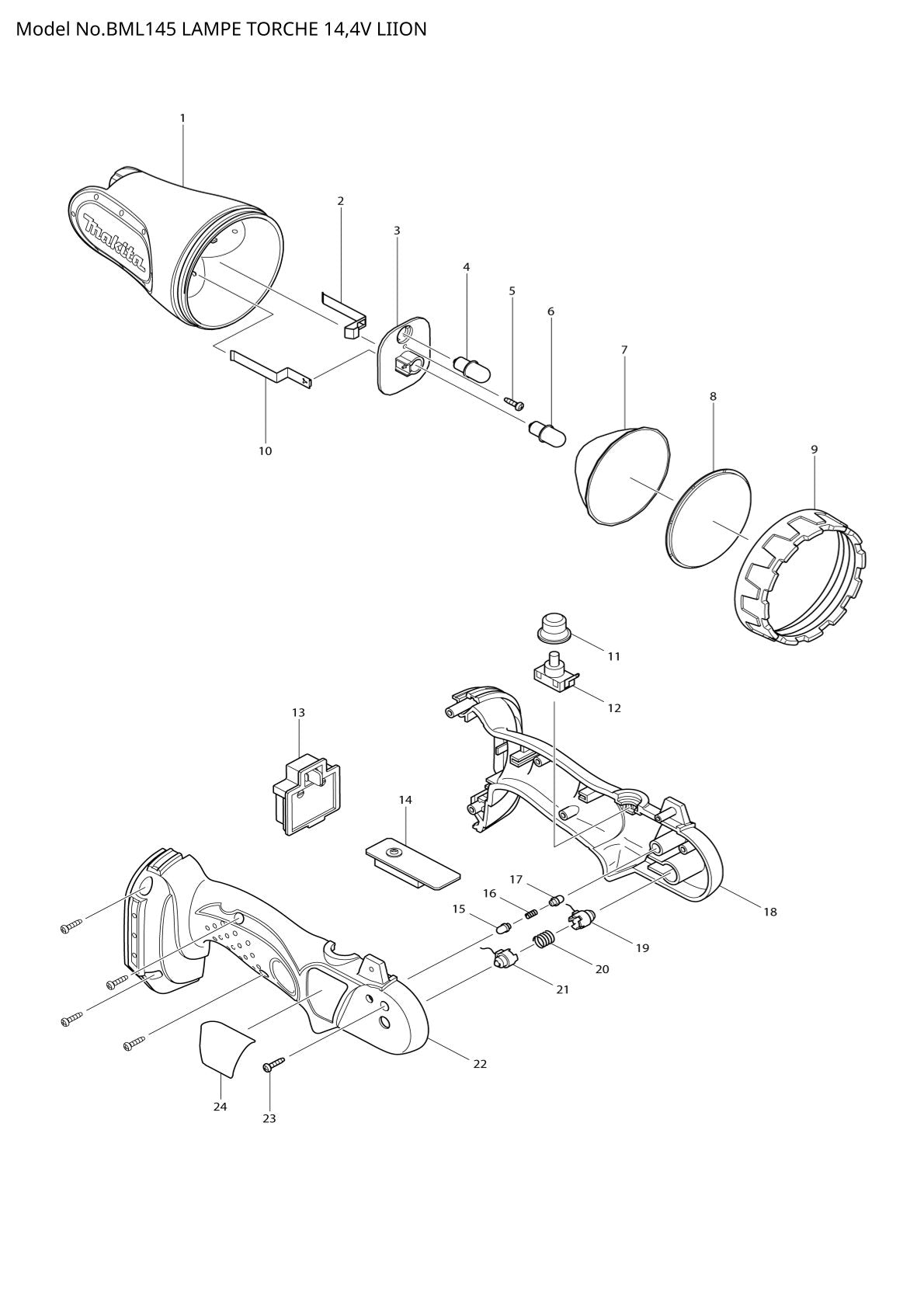 Vue éclatée Makita BML145 - page 1