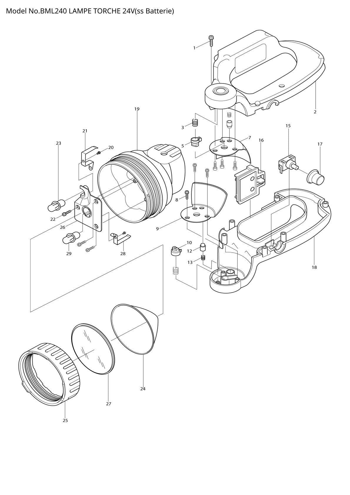 Vue éclatée Makita BML240 - page 1