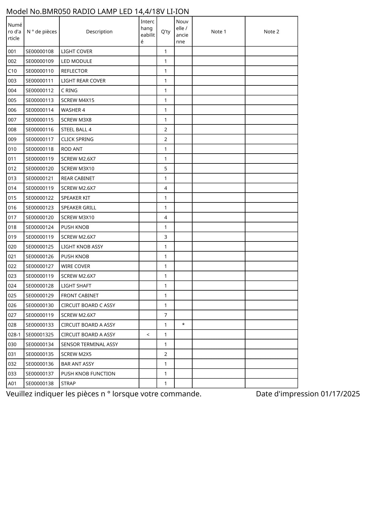 Vue éclatée Makita BMR050 - page 2