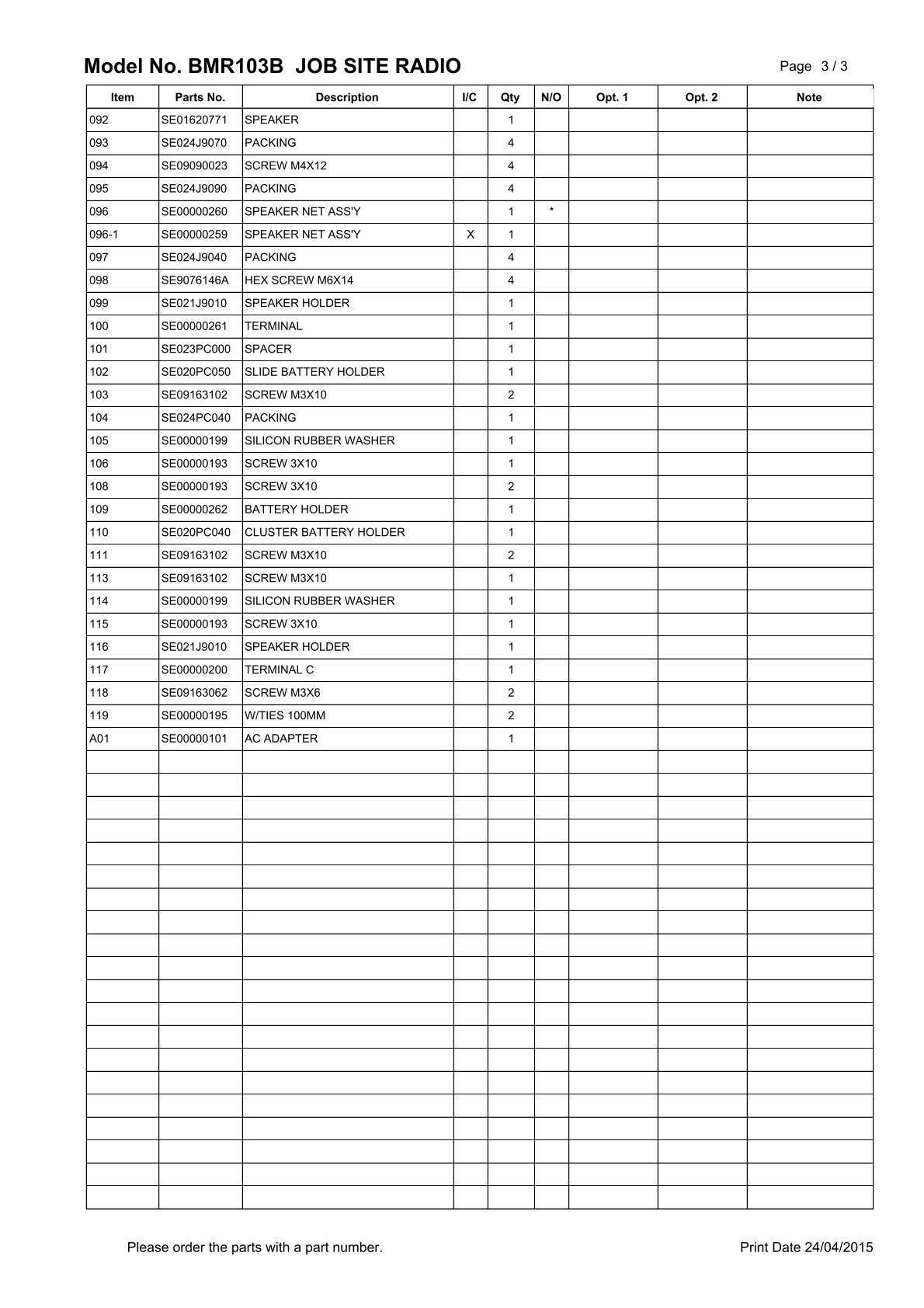Vue éclatée Makita BMR103 - page 4