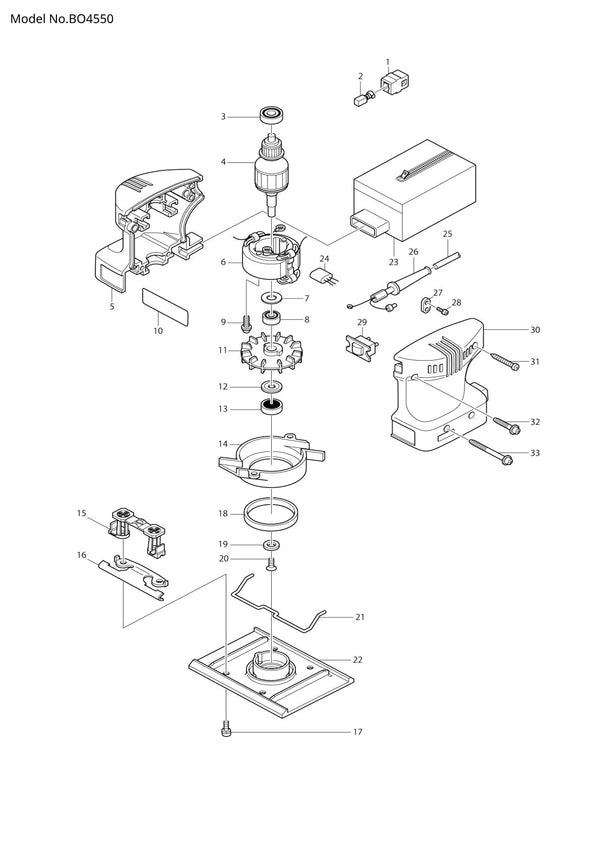 Vue éclatée Makita BO4550 - page 1